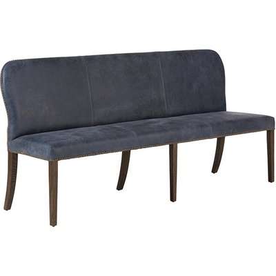 Stafford Leather Dining Bench - Smoke Blue