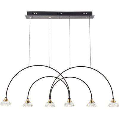 Olivia's Brittany Matt Black, Brushed Brass And Clear Crystal Finish Pendant Light