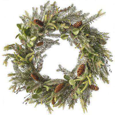 Gallery Direct Adalsbruk Pinecone Wreath / Green/Silver / Small