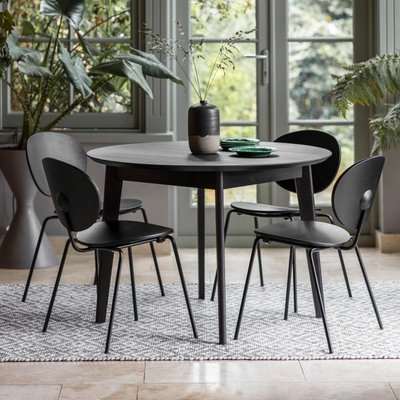 Gallery Interiors Forden 4 Seater Round Dining Table in Black