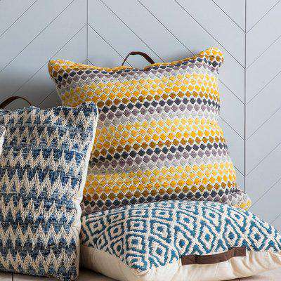 Gallery Direct Malmo Floor Cushion With Handle in Yellow/Grey | Outlet
