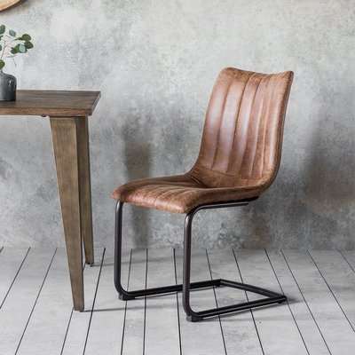 Gallery Direct Set of 2 Edington Faux Leather Brown Dining Chairs
