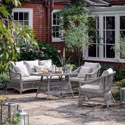 Gallery Outdoor Lincoln Country Sofa 5 Seater Dining/Tea Set in Stone