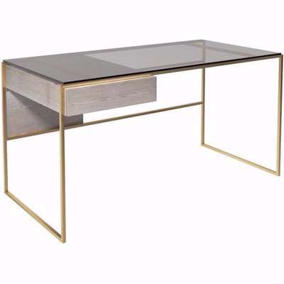 Gillmore Federico Weathered Oak With Brass Frame Desk