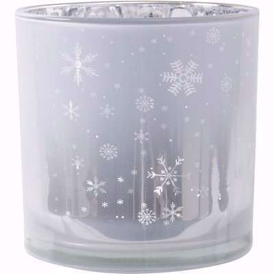 Libra Festive Snowflake Votive Holder White And Silver Gloss - Discontinued