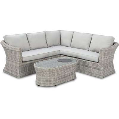 Maze Rattan Oxford Small Corner Sofa with Firepit Table in Grey