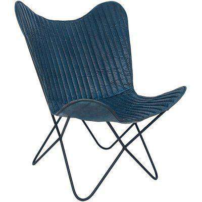 Admiral Blue Leather Butterfly Chair