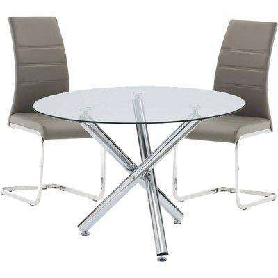 Kansis Dining Set With 4 Grey Dining Chairs