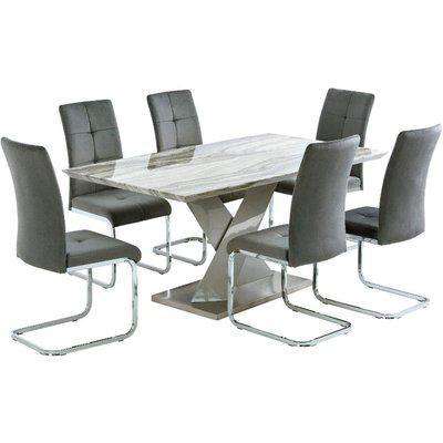 Merano Grey 160Cm 6 Chair Dining Table Set