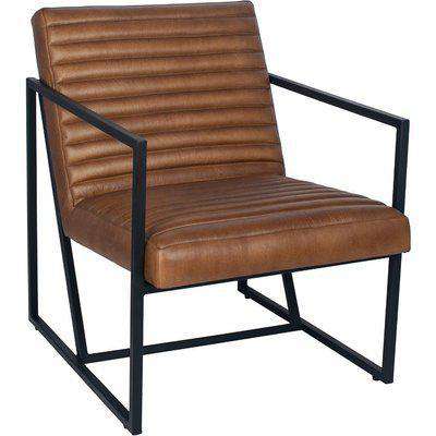 Stefano Natural Brown Leather And Iron Chair