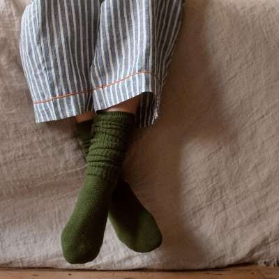 Piglet Dove Grey Merino Wool Bed Socks Size Medium