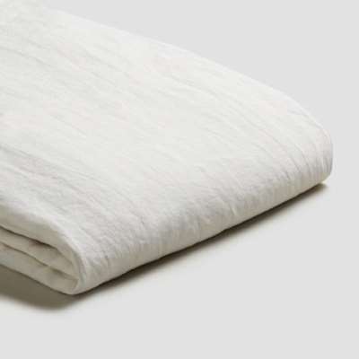 Piglet White Linen Fitted Sheet Size Double