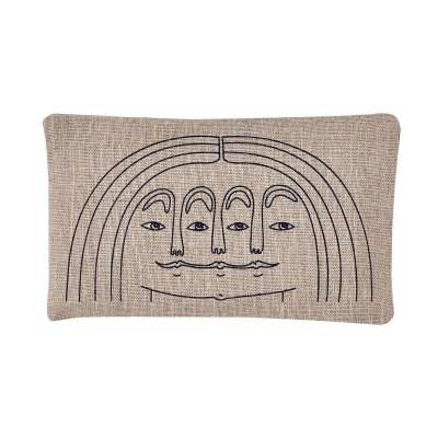 Piglet Wheat Eye Pillow with Navy Face in Linen | 100% European Linen