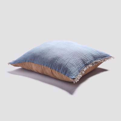 Piglet Warm Blue & Cafe au Lait Textured Cotton Cushion Cover Size 50 x 50cm