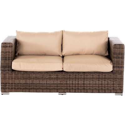 2 Seat Rattan Garden Sofa in Truffle Brown & Champagne - Ascot - Rattan Direct