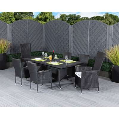 Rattan Garden Dining Set with Reclining Chairs in Black & White - Cambridge - Rattan Direct