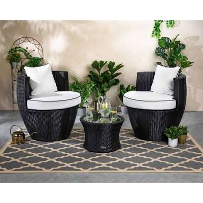 Rattan Garden Vase Set in Black & White - Orlando - Rattan Direct