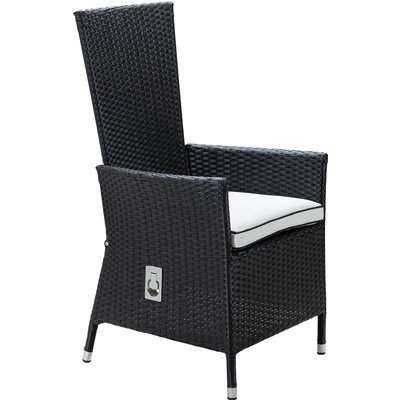 Reclining Rattan Garden Chair in Black & White - Cambridge - Rattan Direct