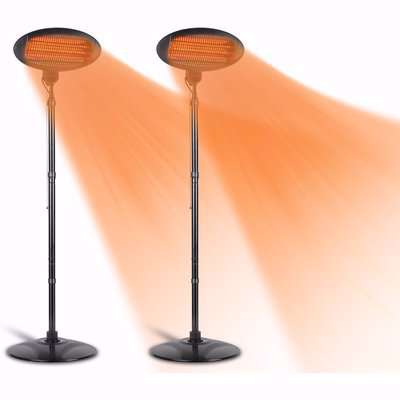 Indoor Outdoor Freestanding Electric Patio Heater with Pole 2000W 2PCS