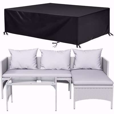 3 Piece Garden Lounge Sofa Set Rattan Furniture with Cushions Protective Cover Grey