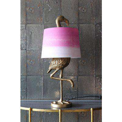 Antique Gold Flamingo Table Lamp with Pink & White Shade