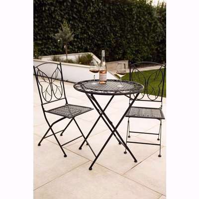 Black Butterfly Outdoor Table & Chair Bistro Set