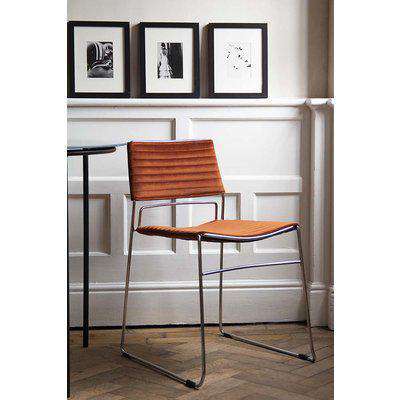 Rockett St George Chrome & Velvet Stackable Dining Chair In Rich Rust