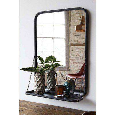 Distressed Mirror With Floating Shelf