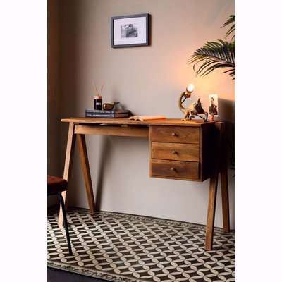 Mango Wood Office Desk With 3 Drawers