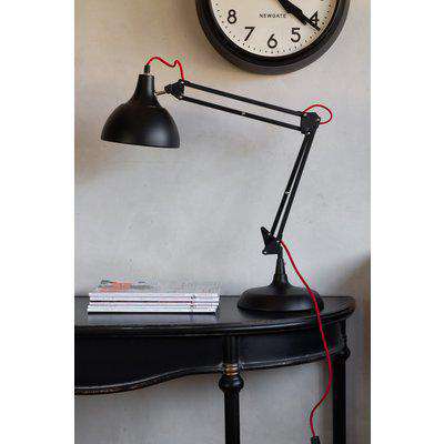 Retro Black Desk Lamp With Red Flex Accent