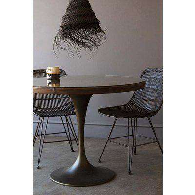 Round Leather Dining Table With Glass Top