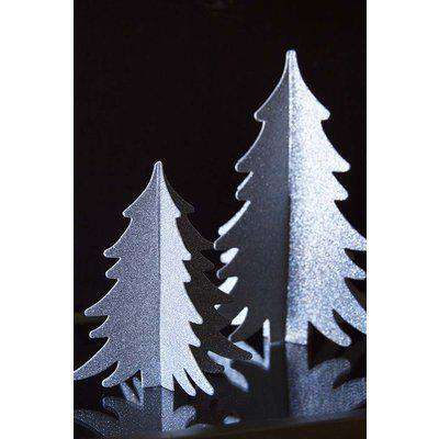 Set Of 2 Paper Christmas Trees - Silver