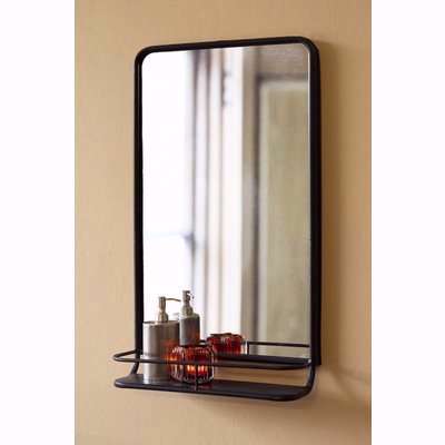 Rockett St George Black Tall Bathroom Mirror With Shelf