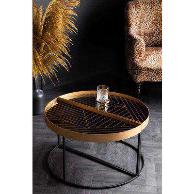 Two-Halves White & Gold Art Deco Printed Coffee Table