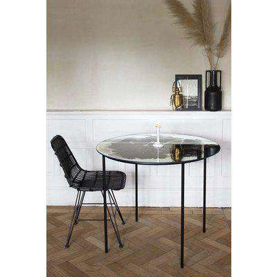 Vintaged Glass Mirror & Iron Round Dining Table