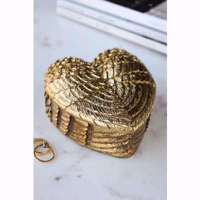 Golden Wings Heart Trinket Box