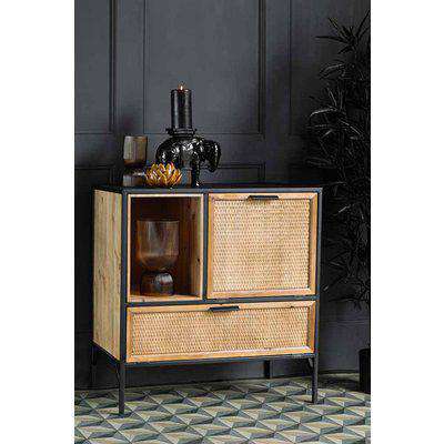 Woven Cane & Metal Storage Cabinet