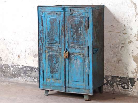 Antique Metal Filing Cabinet Blue