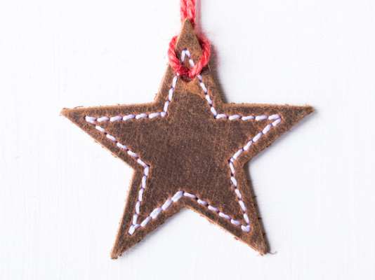 Leather Star Christmas Tree Decoration  Small