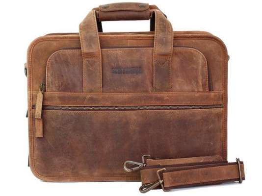 Men's Citylander Leather Briefcase Brown 15 Inch