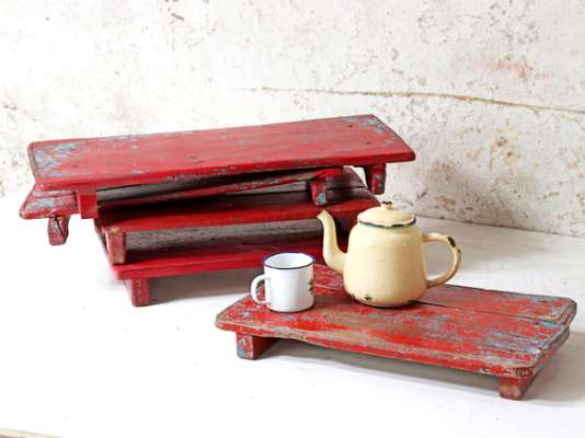 Red Wooden Tray Red