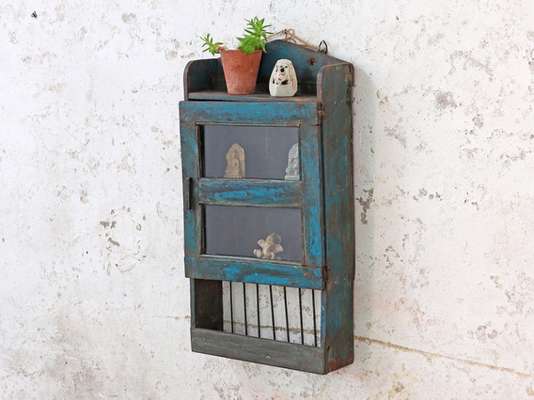 Old Rustic Display Cabinet Blue