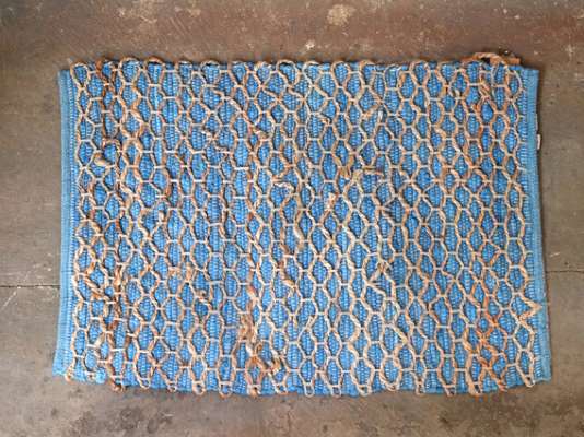Blue Tile Design Cotton Rug