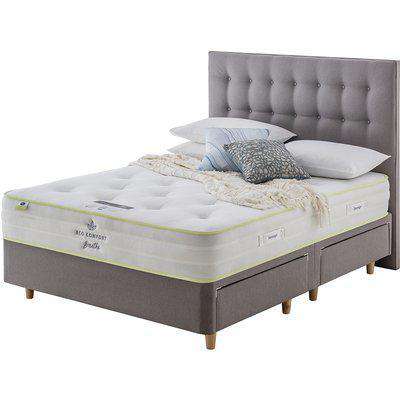 Silentnight Eco Comfort Breathe 1200 Divan Bed - Ottoman + 2 Drawers - Stone - King - Platform base - Silver Castor