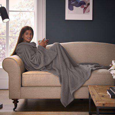 Silentnight Snugsie Throw with Sleeves - Charcoal
