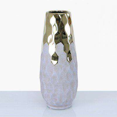 Deco Home 38cm Geo Champagne And Light Grey Vase
