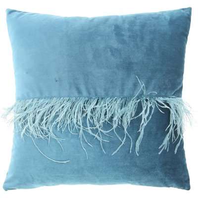 Deco Home 45x45 Velvet Feather Band Cushion Cover Marine Green