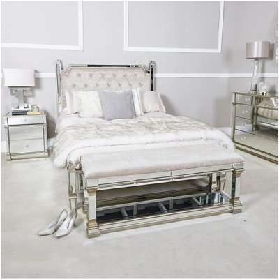 Deco Home Athens Gold Mirrored Upholstered Bed End Bench With A Velvet Seat