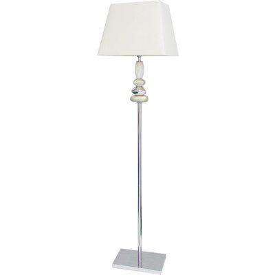 Deco Home Champagne And Chrome Pebble Floor Lamp With 17 Inch White Shade