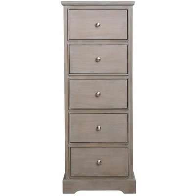 Deco Home Arabella Taupe Wood 5 Drawer Tallboy Cabinet Chest Of Drawers